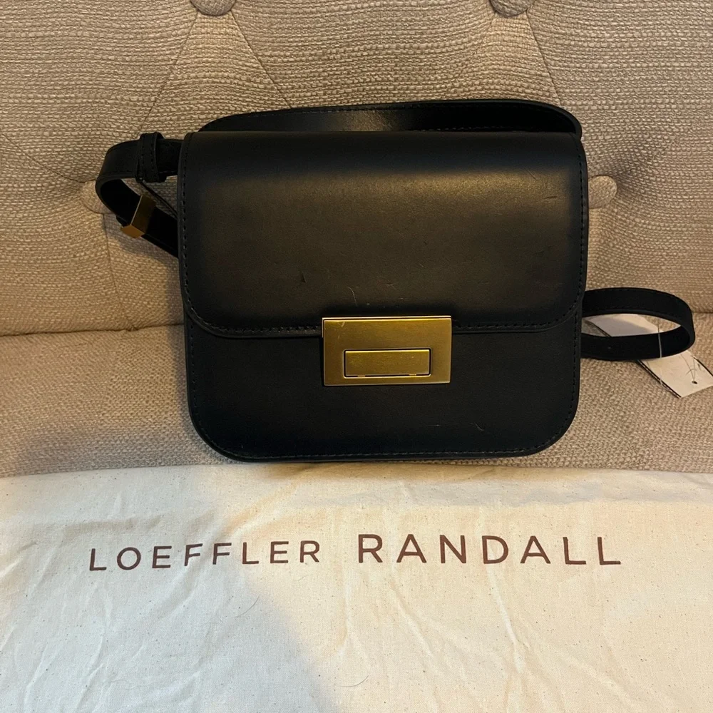 Loeffler Randall Black Crossbody Bag with Gold Accent - Picture 1 of 7